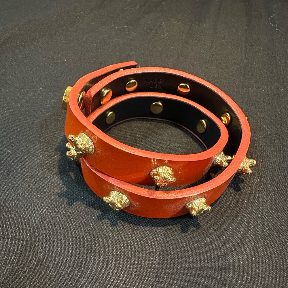 Tory Burch Orange Gold Fox Wrap Bracelet